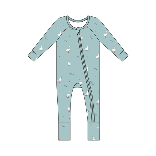 Bamboo Zip Romper - Silly Goose - Bossy Beans