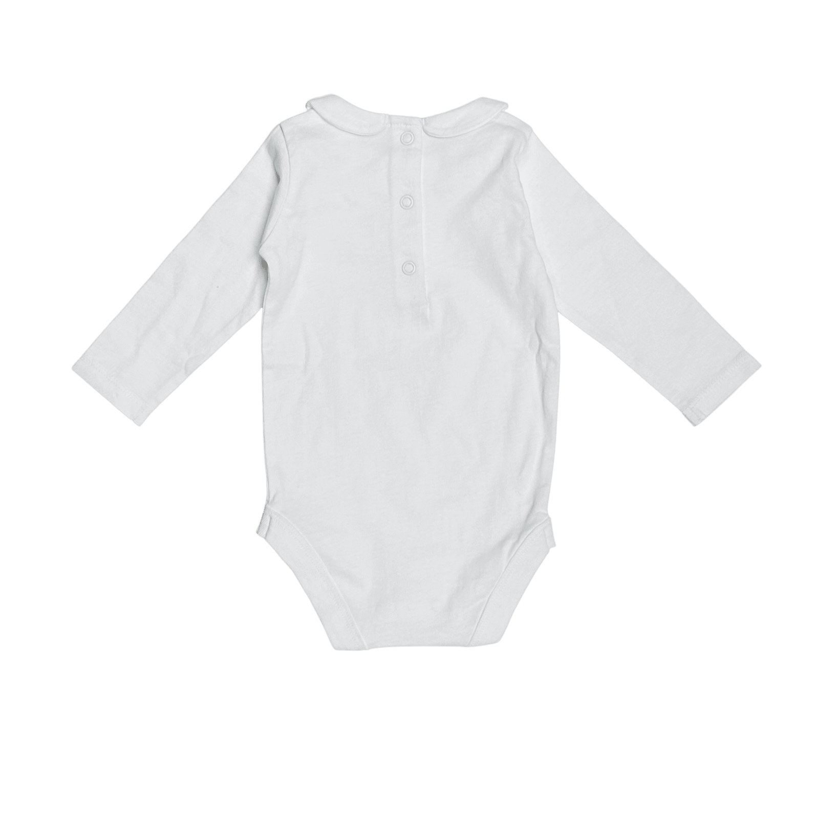 Basic Peter Pan Long Sleeve Baby Bodysuit (Organic Cotton): Soft White - Bossy Beans
