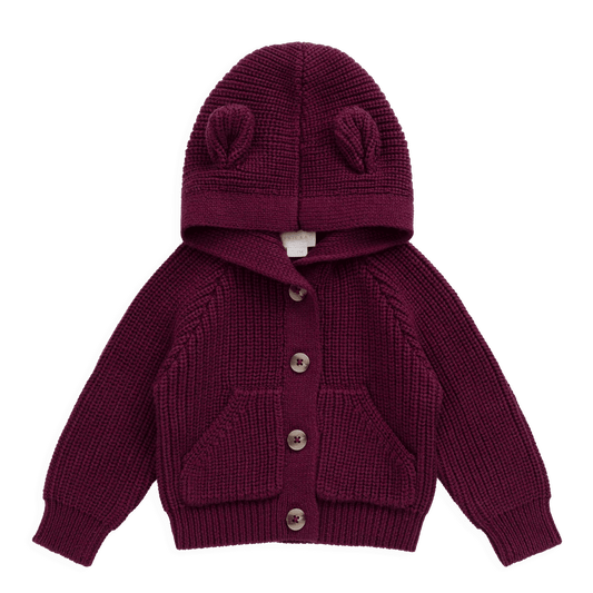 Bear Cardigan - Sweet Mulberry - Bossy Beans