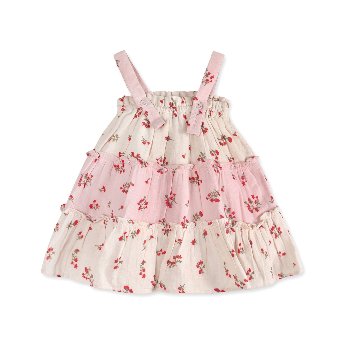 Bijou Tiered Floral Baby Dress - Tea Rose - Bossy Beans