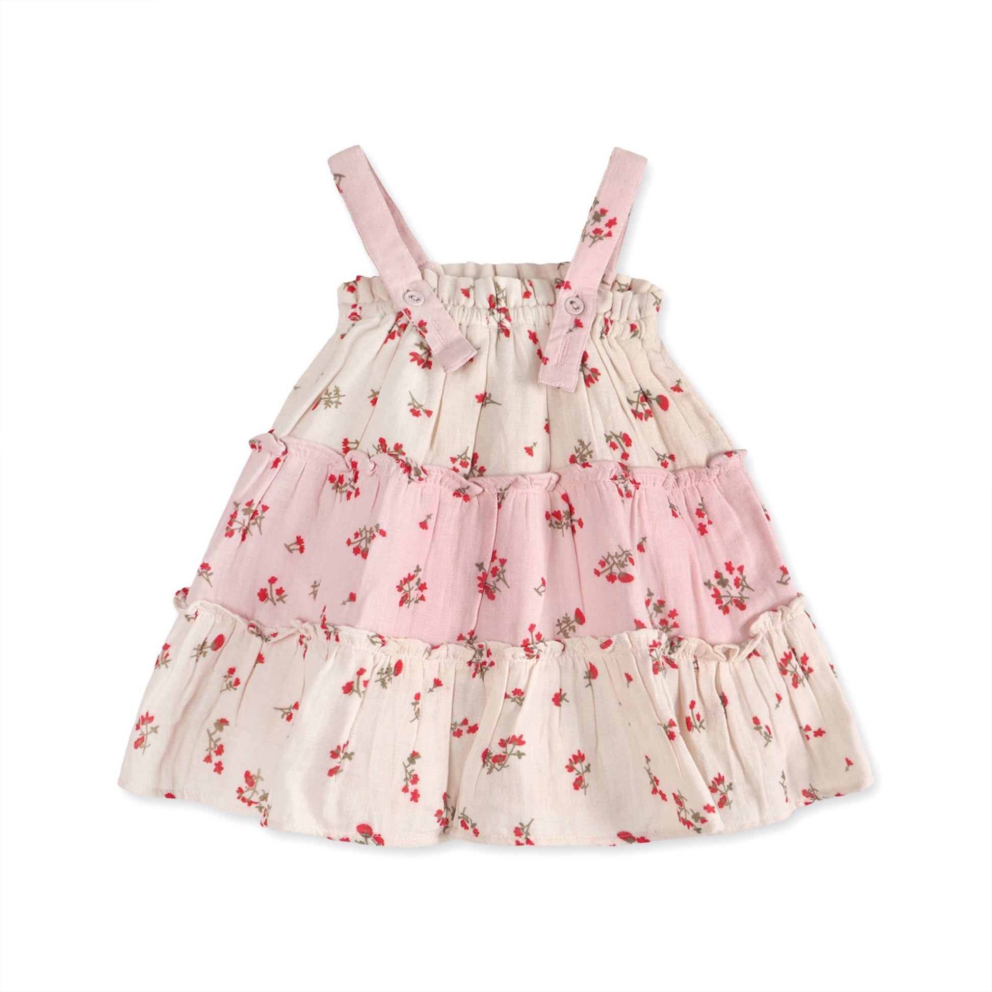 Bijou Tiered Floral Baby Dress - Tea Rose - Bossy Beans
