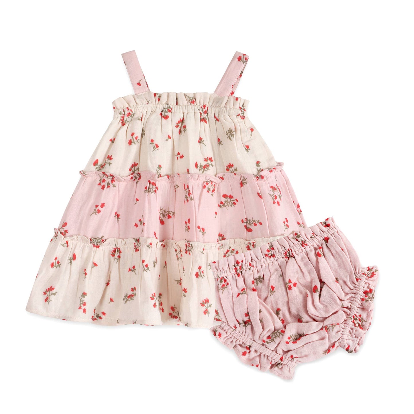 Bijou Tiered Floral Baby Dress - Tea Rose - Bossy Beans