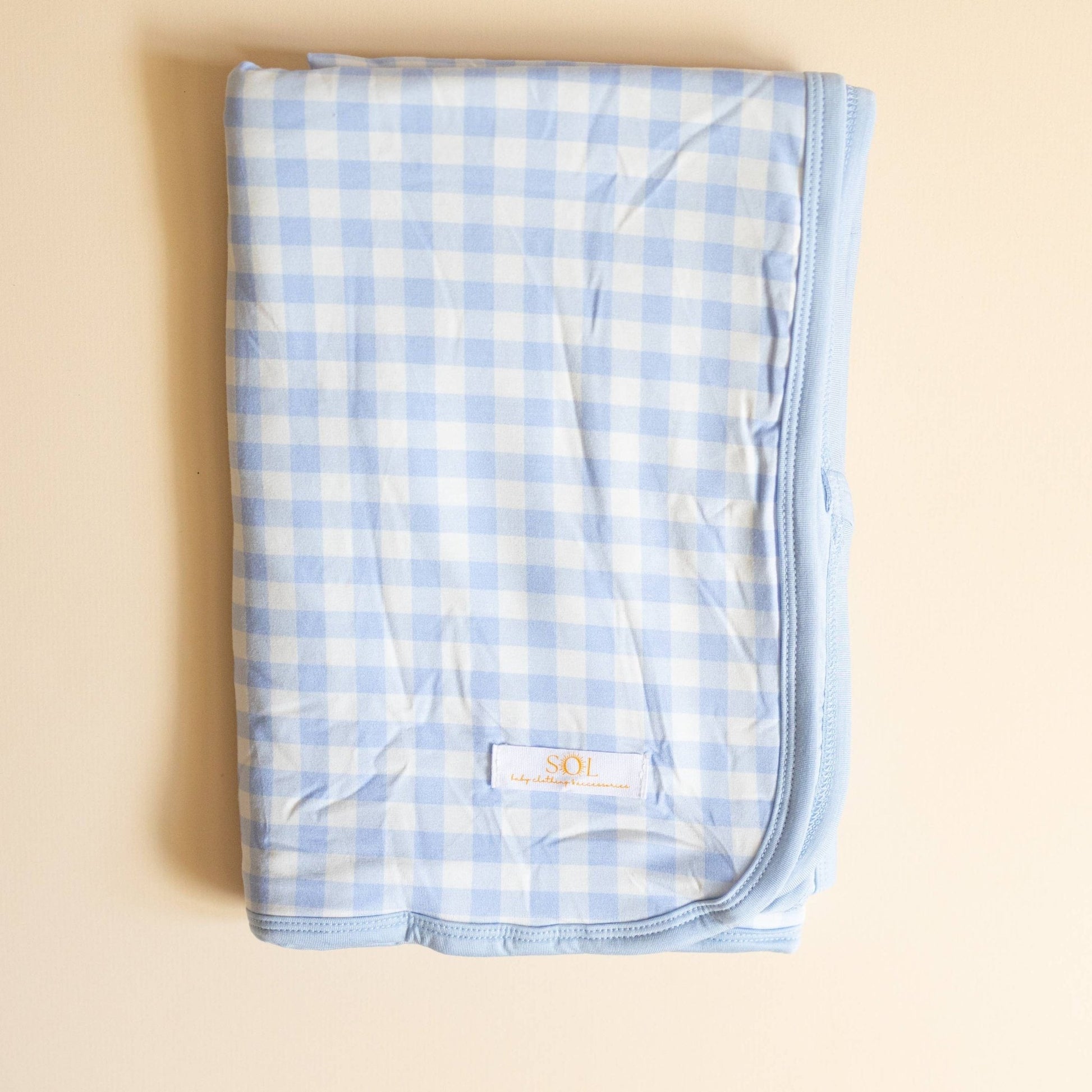 Blue Gingham Bamboo Blanket - Bossy Beans