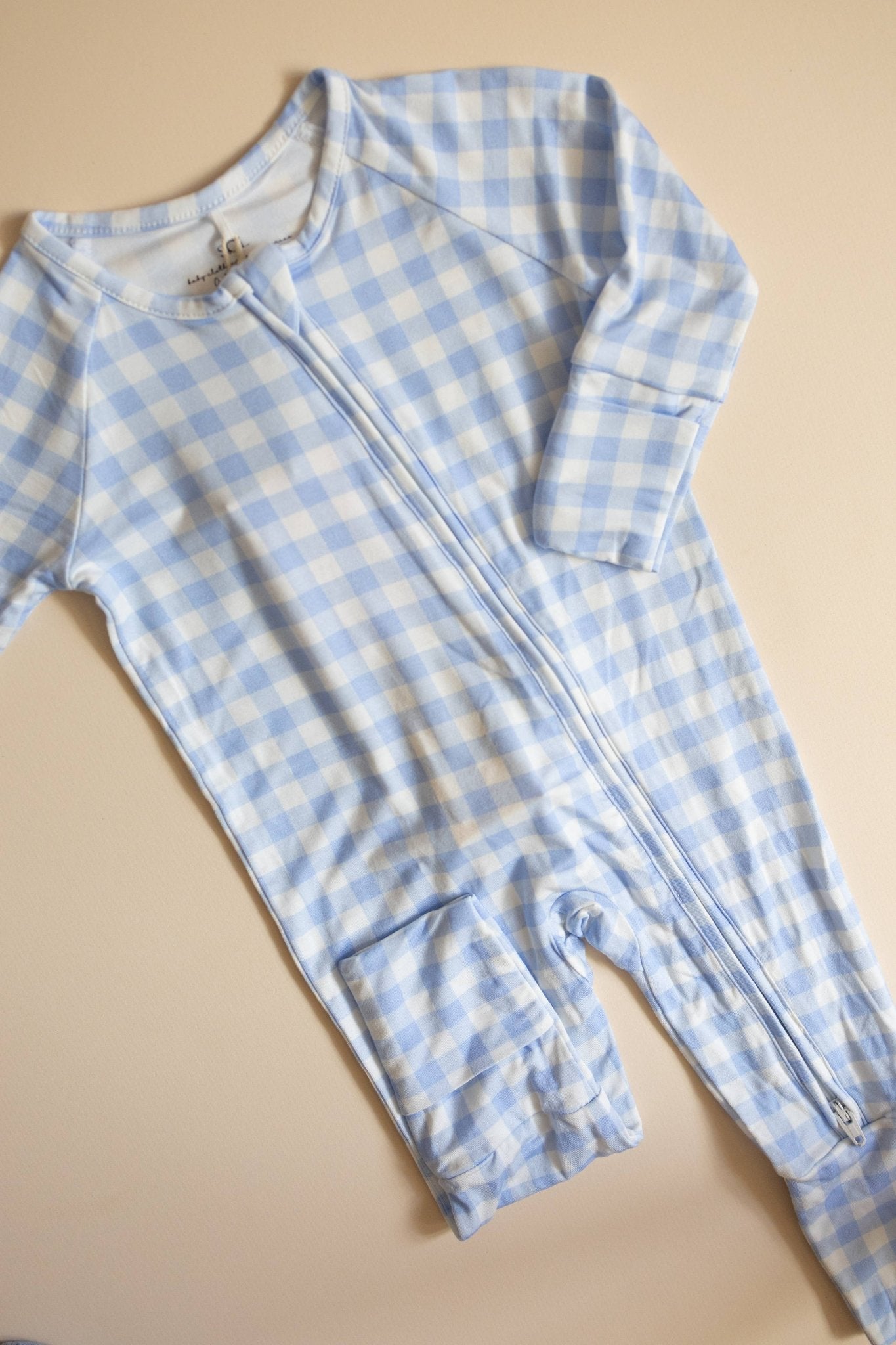 Blue Gingham Bamboo Romper - Bossy Beans