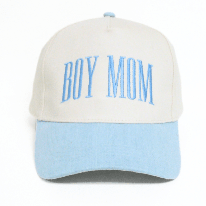 BOY MOM Embroidery Two Tone 5 Panel Cap - Bossy Beans