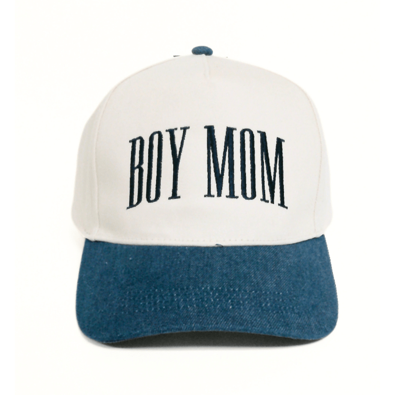 BOY MOM Embroidery Two Tone 5 Panel Cap - Bossy Beans