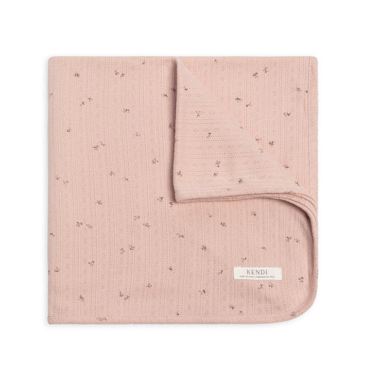 Brushed Back Pointelle Swaddle Blanket: Haran Floral - Bossy Beans