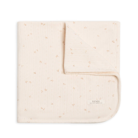 Brushed Back Pointelle Swaddle Blanket: Loren Floral - Bossy Beans