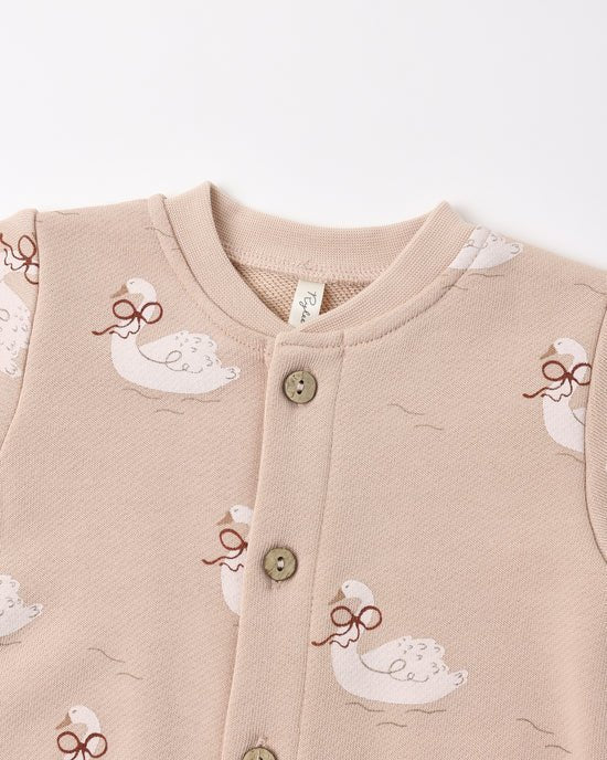Button Down Jumpsuit: Swans - Bossy Beans
