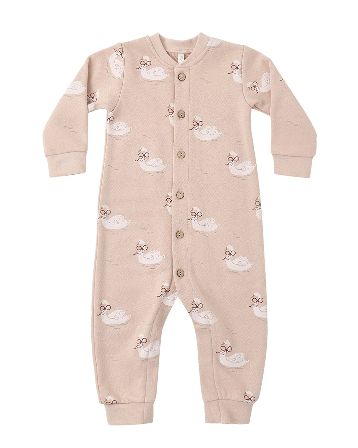 Button Down Jumpsuit: Swans - Bossy Beans