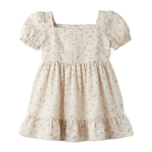Celine Muslin Square Neck Dress - Camellia Floral / Shell + Fern - Bossy Beans