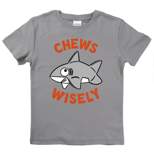 "Chews Wisely" Shark Organic Tee Shirt - Bossy Beans