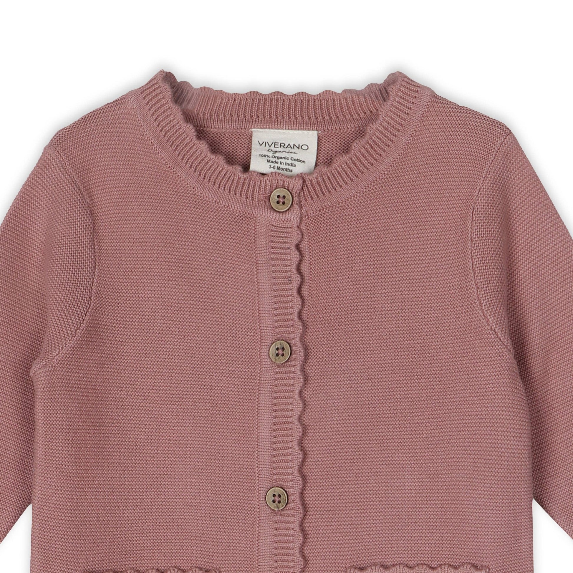 Classic Pocket & Button Chunky Knit Baby Jumpsuit Organic: Vintage Rose Mix - Bossy Beans