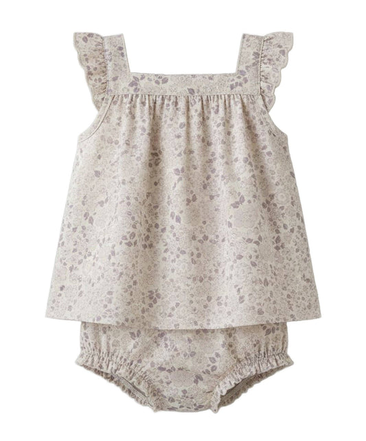 Colette Muslin Tank and Bloomer Set - Vionna Floral / Shell + Fog - Bossy Beans