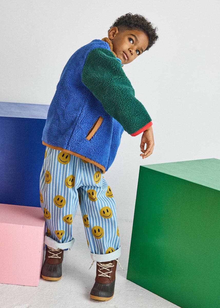 Color Block Fleece Pullover - Blue - Bossy Beans