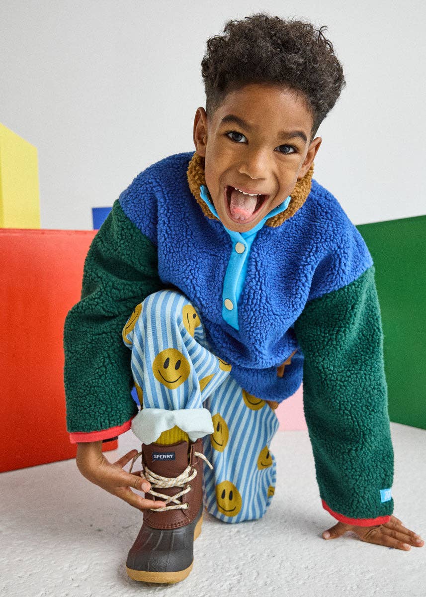 Color Block Fleece Pullover - Blue - Bossy Beans