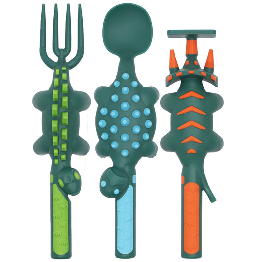 Constructive Eating - Set of 3 Dino Utensils - Bossy Beans