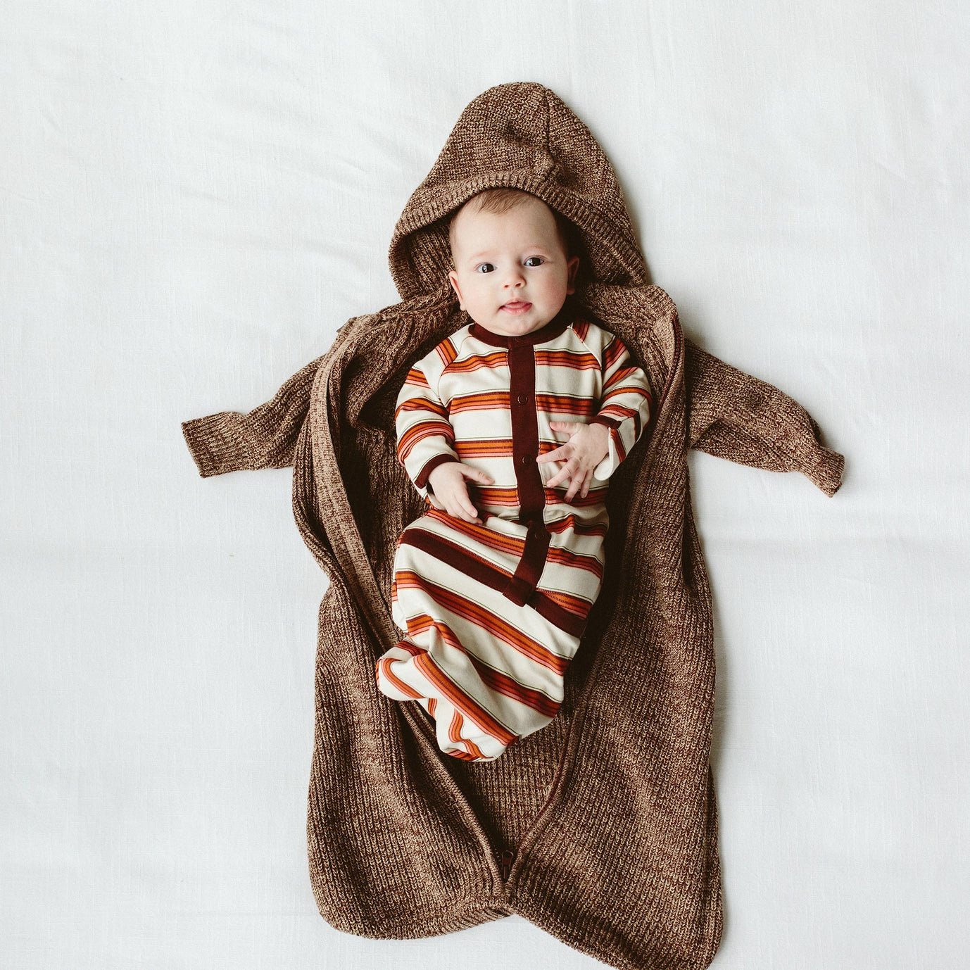 Cotton Knit Baby Wearable Blanket - Bark - Bossy Beans