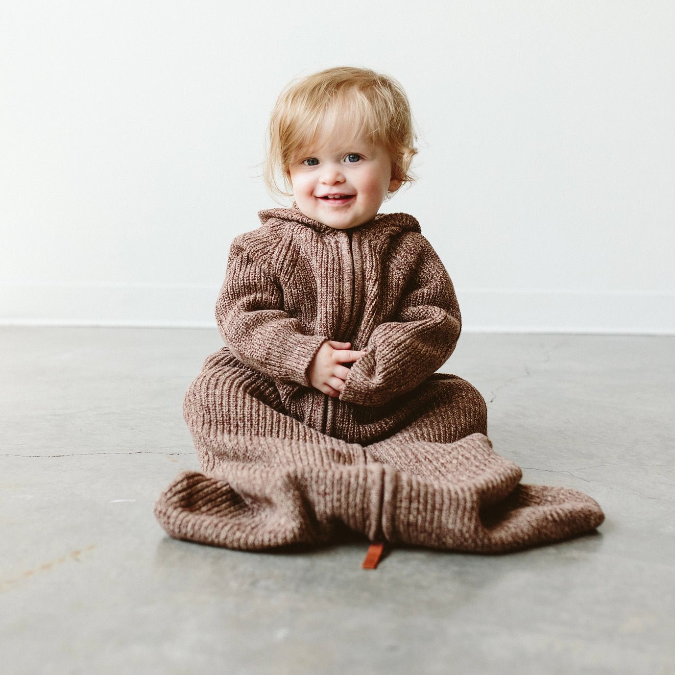 Cotton Knit Baby Wearable Blanket - Bark - Bossy Beans