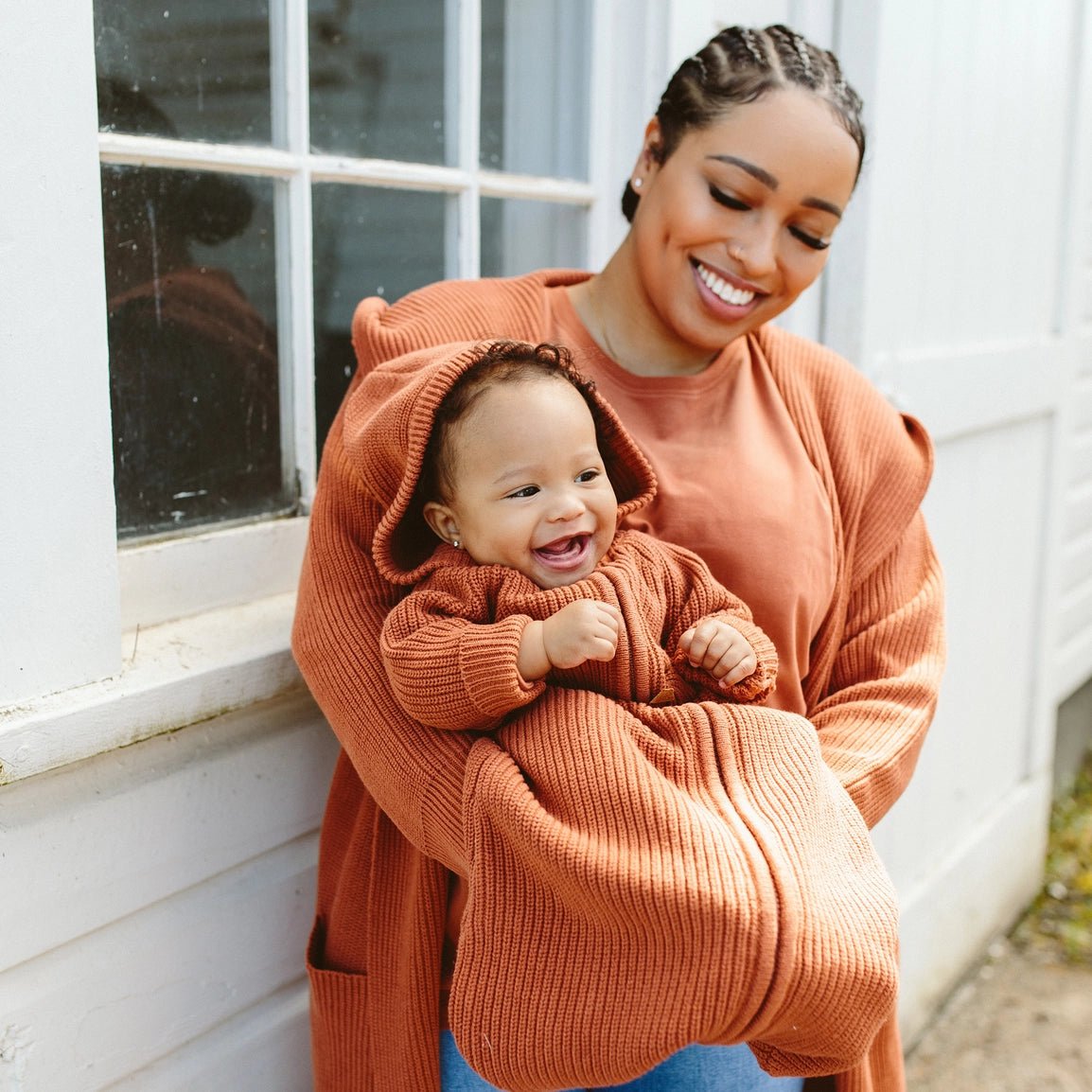 Cotton Knit Baby Wearable Blanket - Clay - Bossy Beans