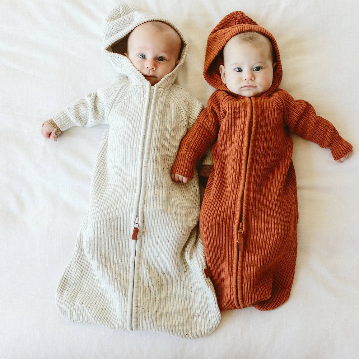 Cotton Knit Baby Wearable Blanket - Clay - Bossy Beans