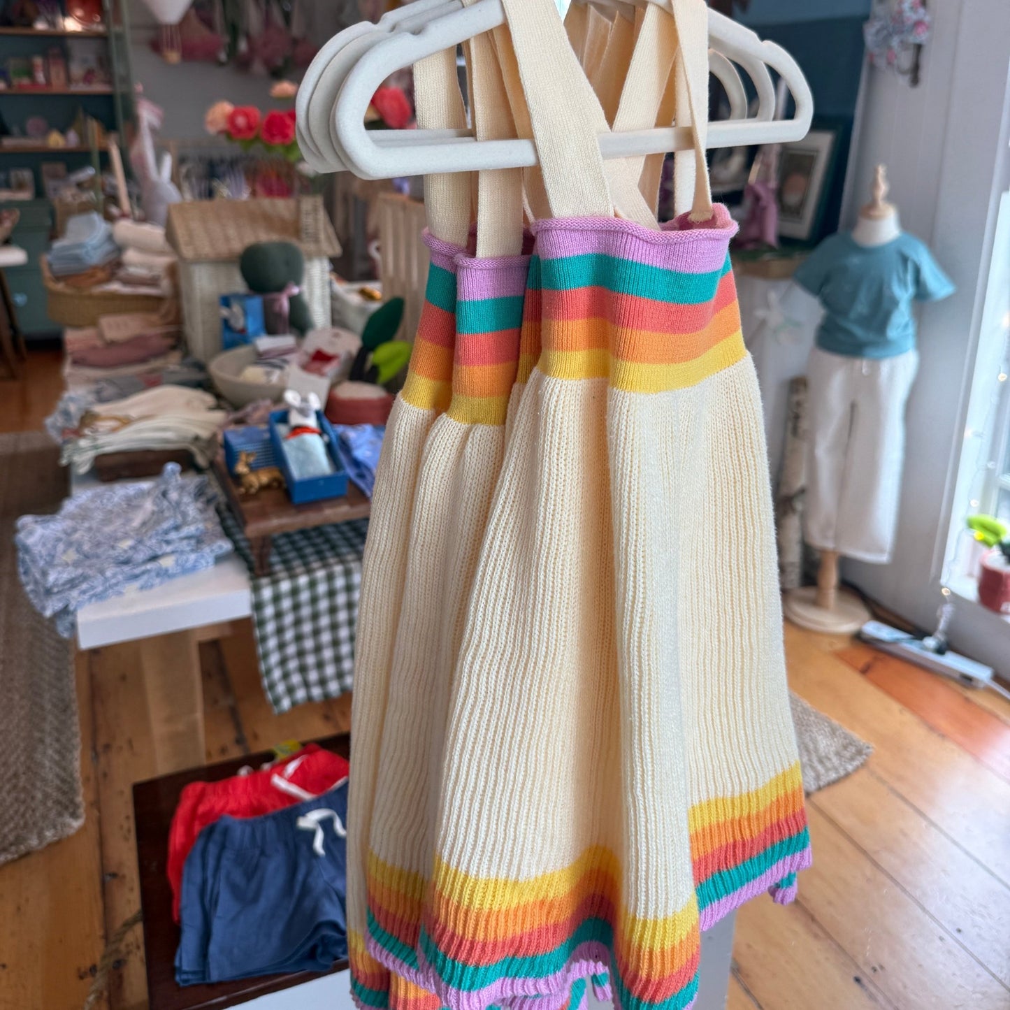 Cotton Knit Bay Dress - Butter Yellow Rainbow - Bossy Beans