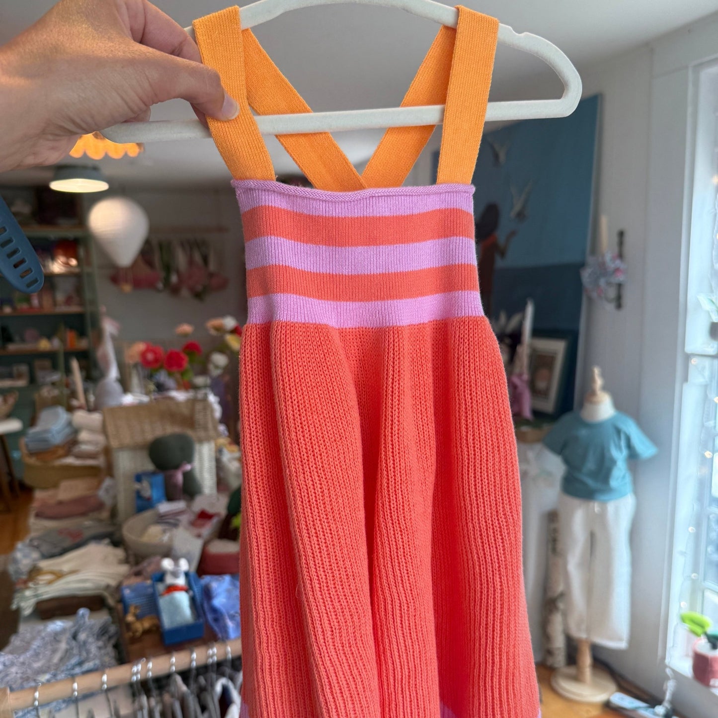 Cotton Knit Bay Dress - Orange & Purple Stripe - Bossy Beans
