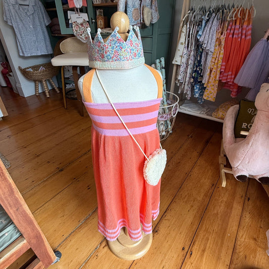 Cotton Knit Bay Dress - Orange & Purple Stripe - Bossy Beans