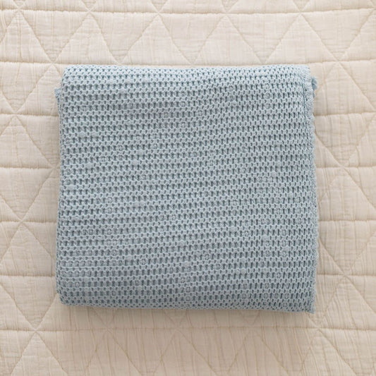 Cozy Waffle Blanket - Baby Size - Powder - Bossy Beans
