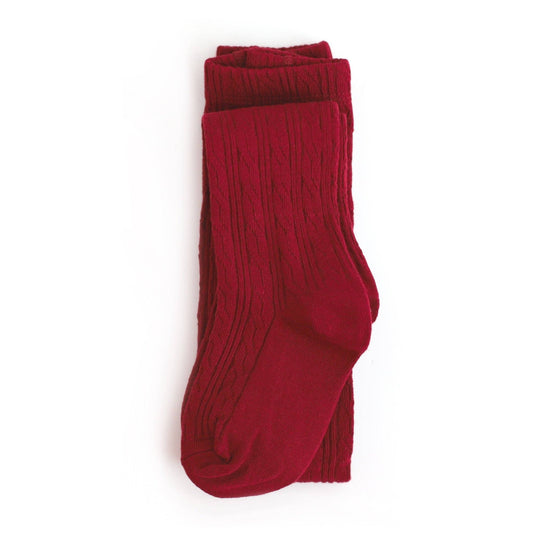 Crimson Cable Knit Tights - Bossy Beans