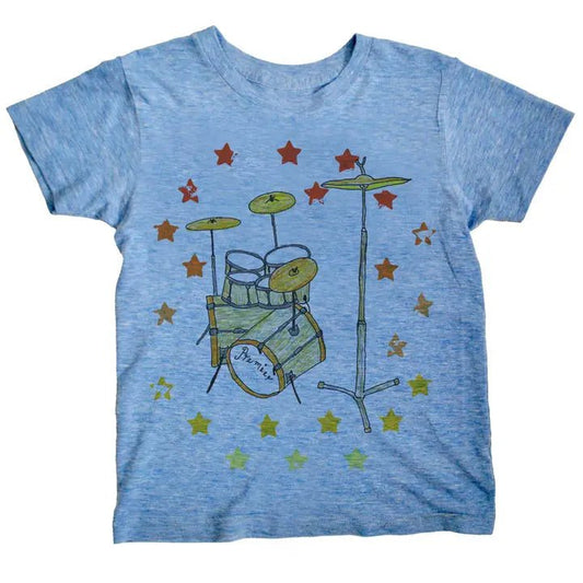 Drums - Kids Tri - blend Tee (Blue) - Bossy Beans