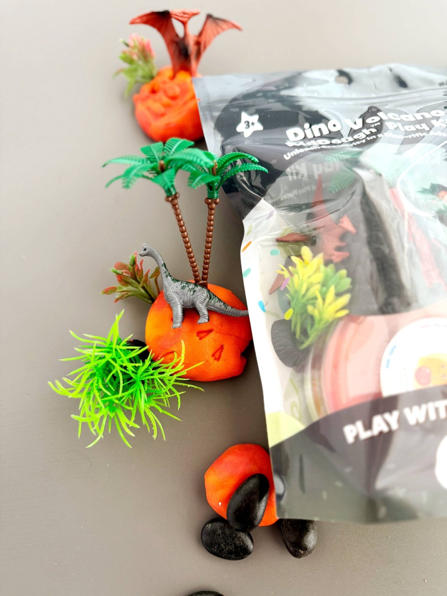 Earth Grown KidDoughs - Dino Volcano Play Kit - Bossy Beans