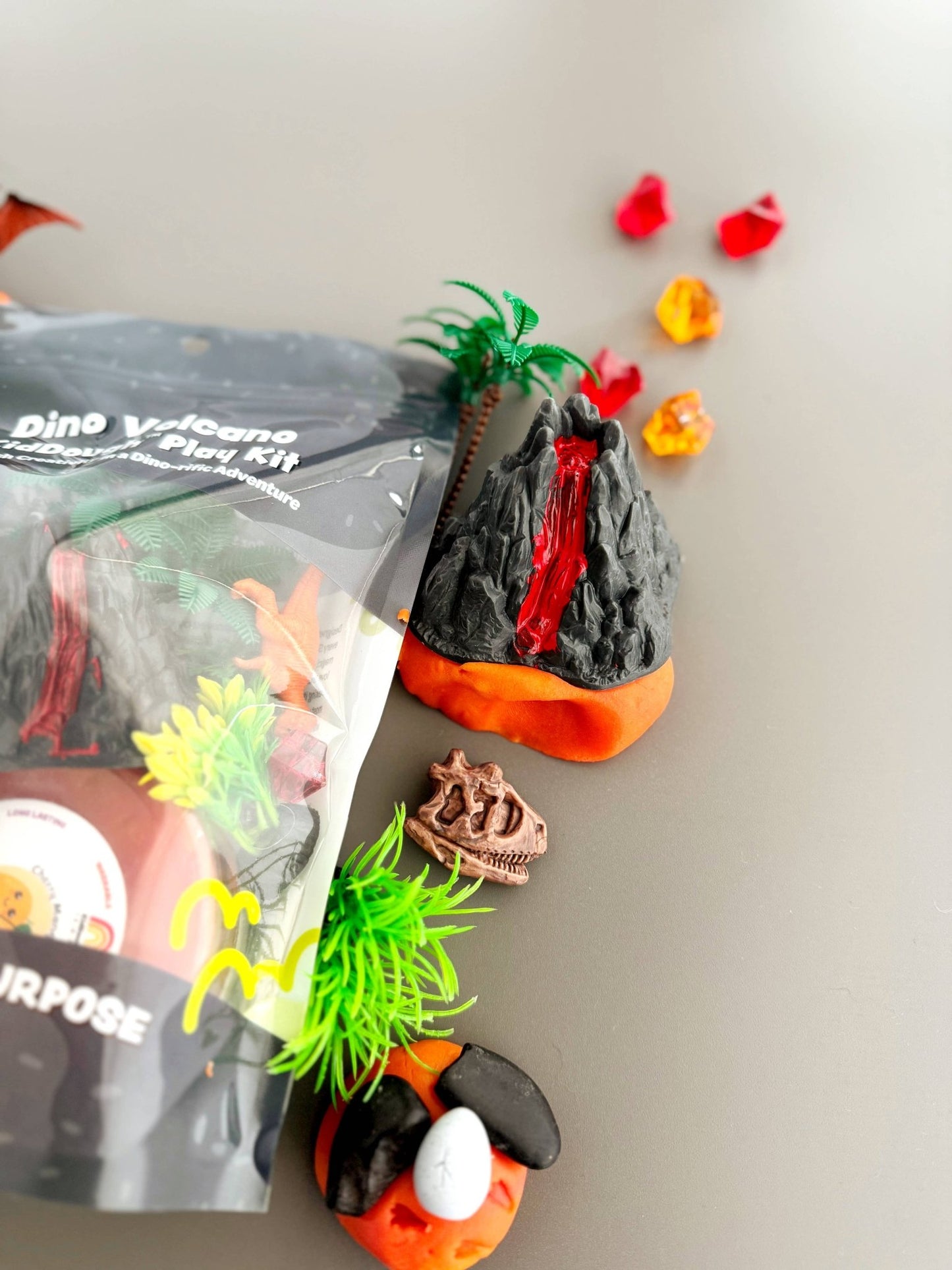 Earth Grown KidDoughs - Dino Volcano Play Kit - Bossy Beans