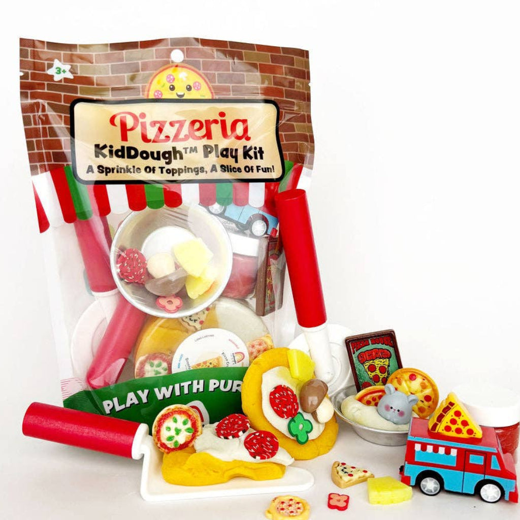 Earth Grown KidDoughs (KidDoughs by EGKD) - Pizzeria KidDough Play Kit - Bossy Beans