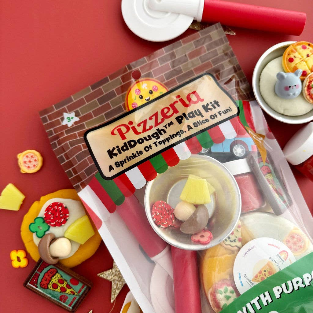 Earth Grown KidDoughs (KidDoughs by EGKD) - Pizzeria KidDough Play Kit - Bossy Beans