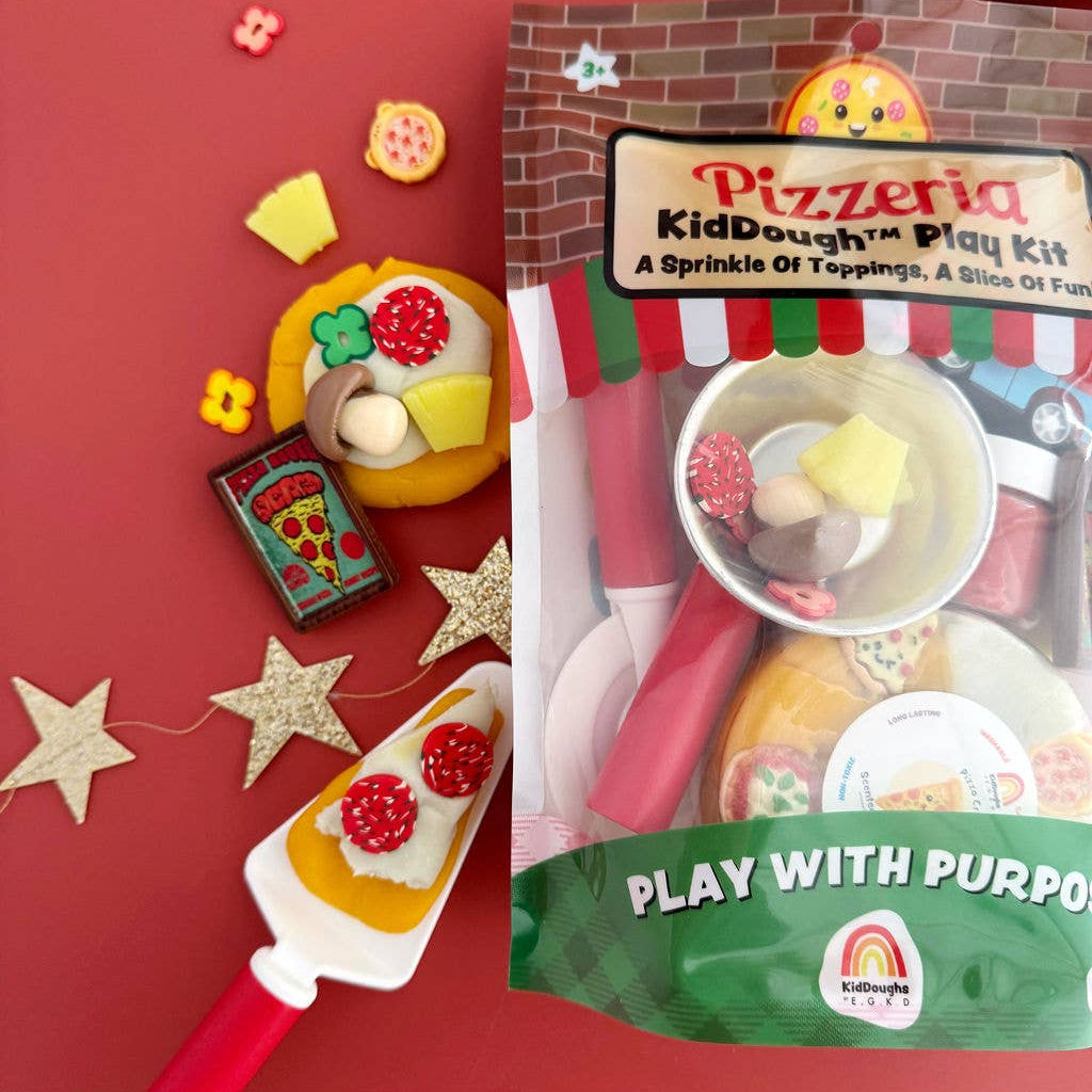 Earth Grown KidDoughs (KidDoughs by EGKD) - Pizzeria KidDough Play Kit - Bossy Beans