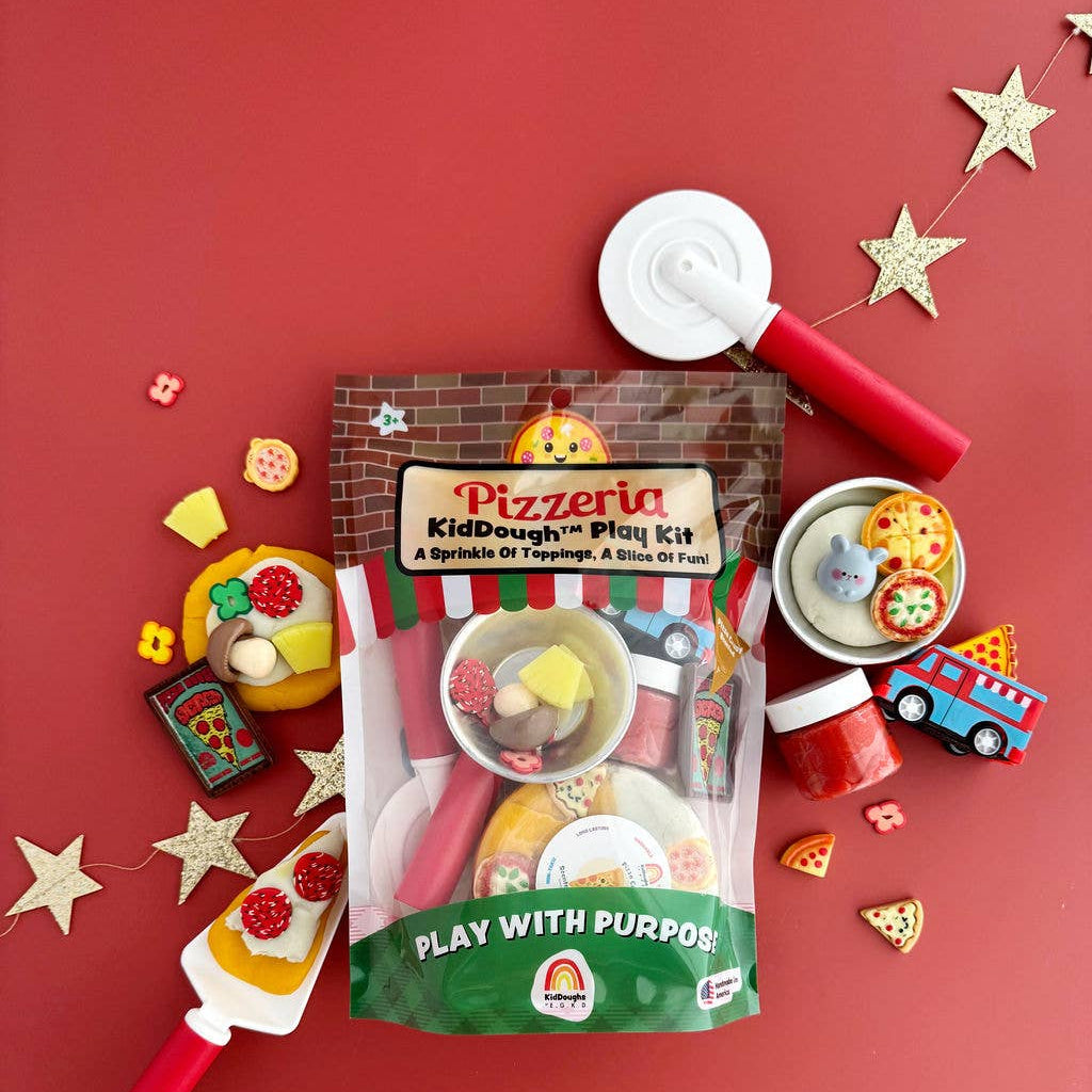 Earth Grown KidDoughs (KidDoughs by EGKD) - Pizzeria KidDough Play Kit - Bossy Beans