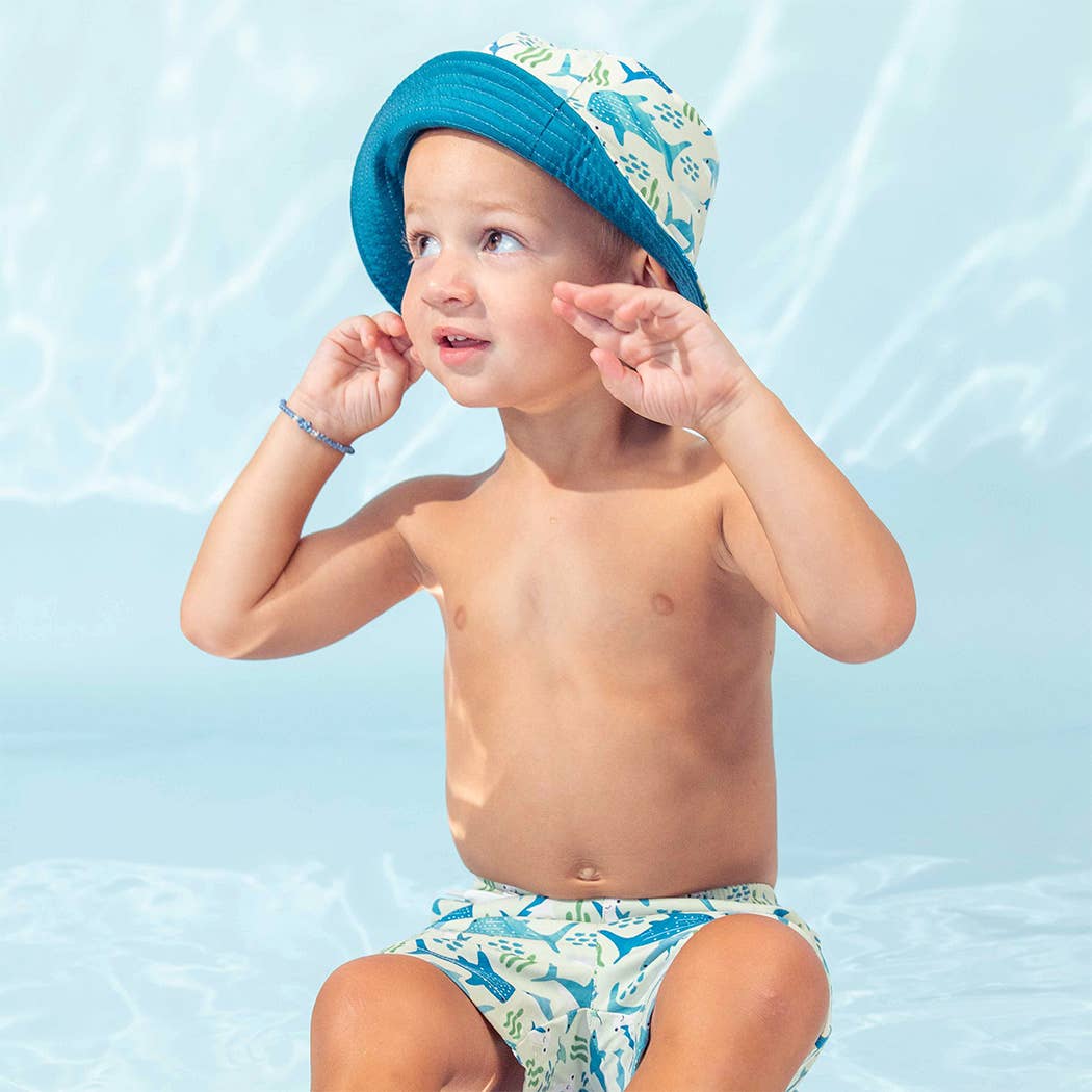 Emerson and Friends - Shark Friends Ocean Blue Reversible Kids Bucket Hat - Bossy Beans