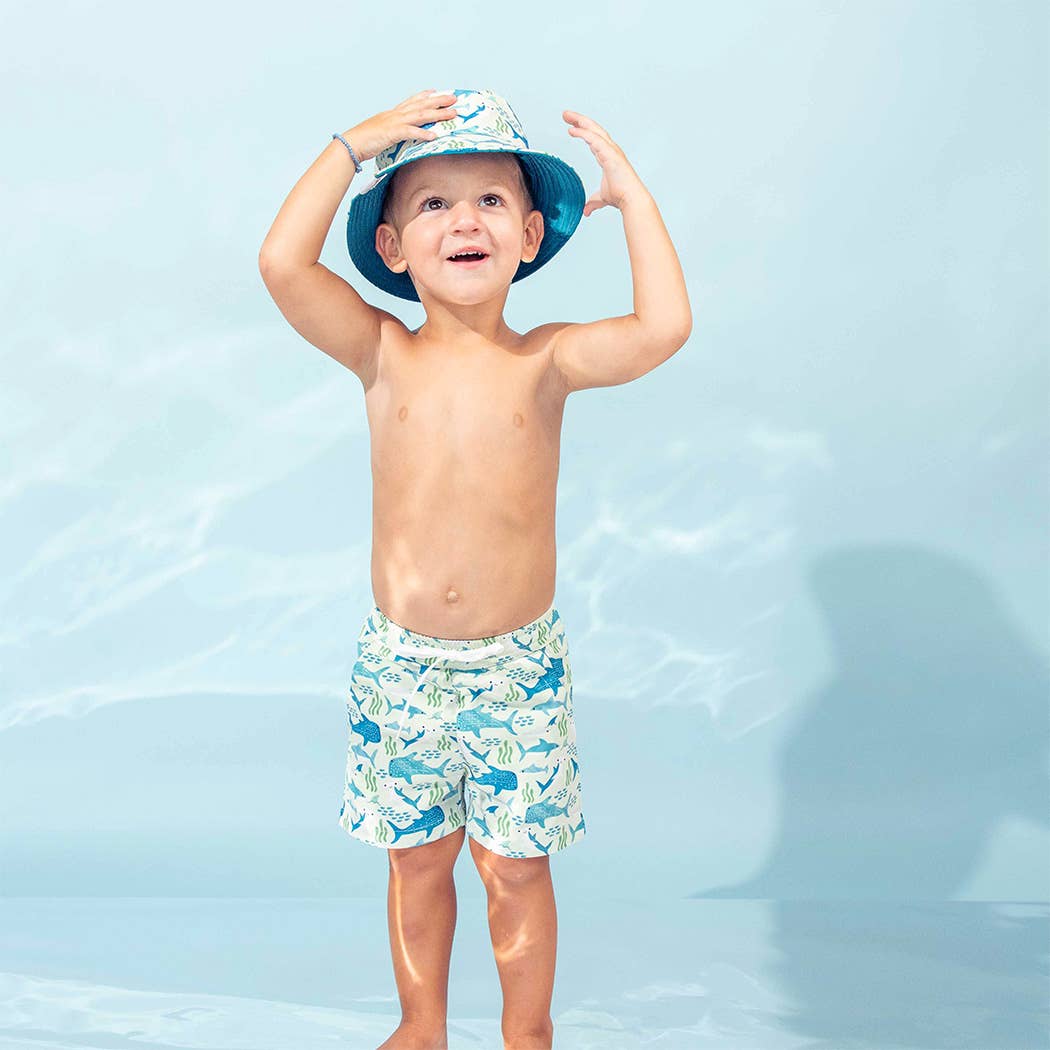 Emerson and Friends - Shark Friends Ocean Blue Reversible Kids Bucket Hat - Bossy Beans