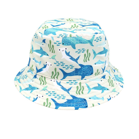Emerson and Friends - Shark Friends Ocean Blue Reversible Kids Bucket Hat - Bossy Beans