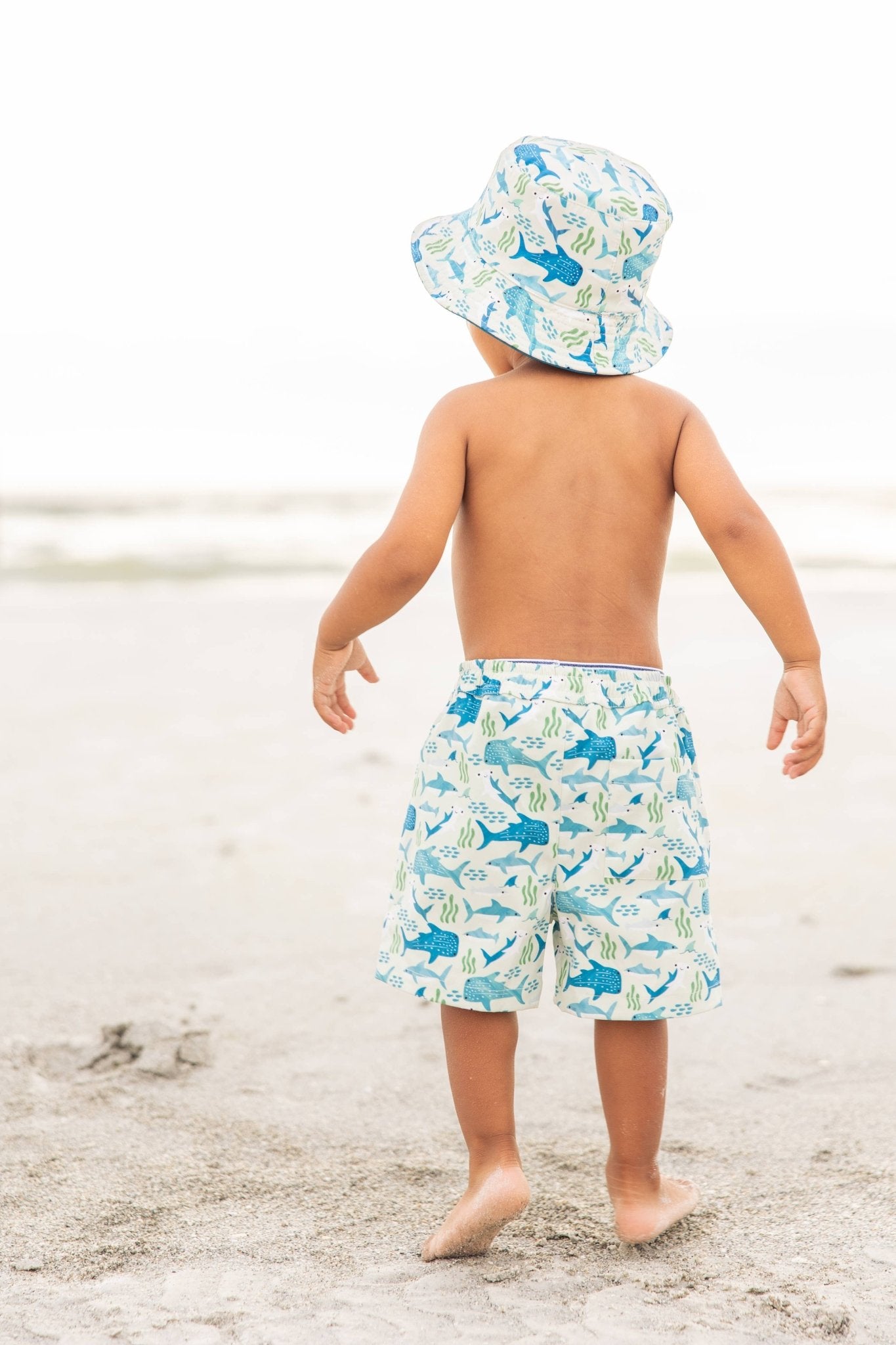 Emerson and Friends - Shark Friends Ocean Blue Reversible Kids Bucket Hat - Bossy Beans