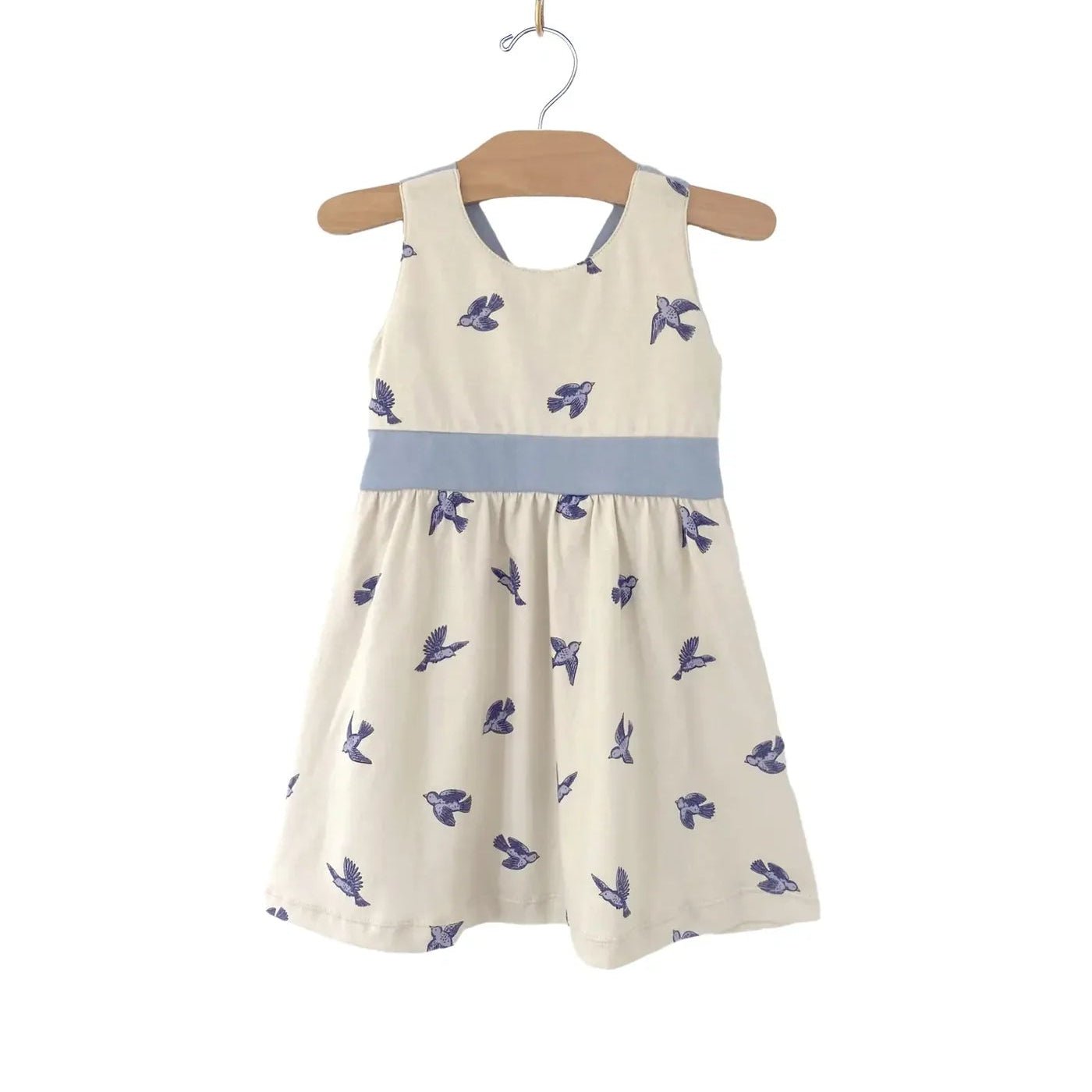EMPIRE V BACK DRESS - BLUEBIRD - NATURAL - Bossy Beans