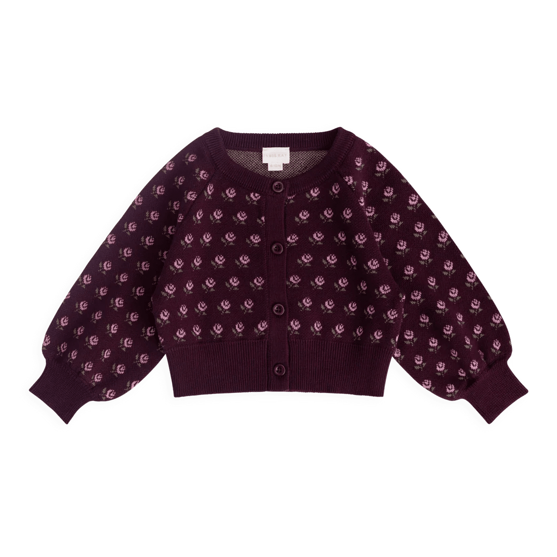 Evie Cardigan - Evie Jacquard Fig - Bossy Beans