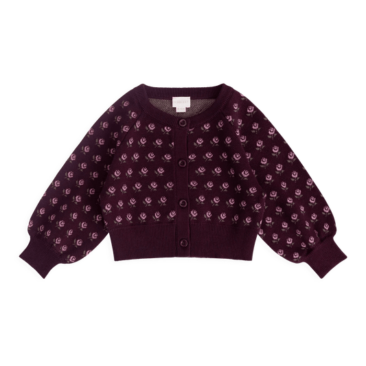 Evie Cardigan - Evie Jacquard Fig - Bossy Beans