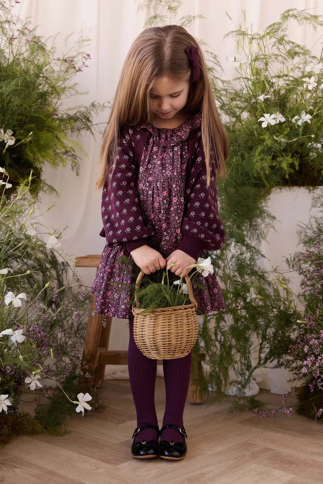Evie Cardigan - Evie Jacquard Fig - Bossy Beans