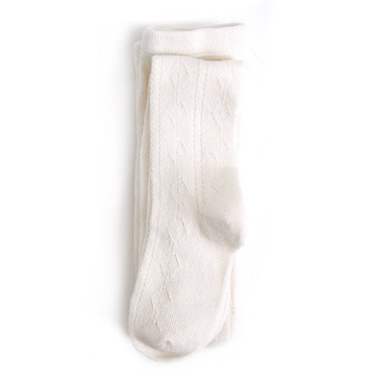 Fancy Knit Tights - Ivory - Bossy Beans