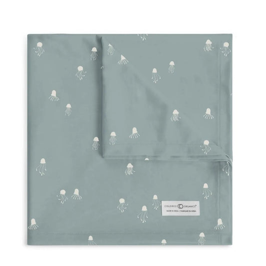 Organic Baby Swaddle Blanket - Jellyfish/Ocean