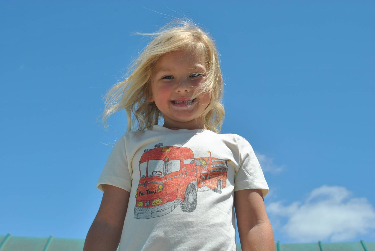 Fire Truck - Kids Organic Tee - Bossy Beans