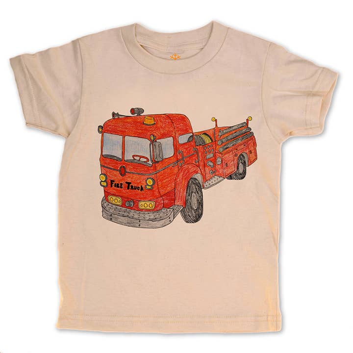 Fire Truck - Kids Organic Tee - Bossy Beans