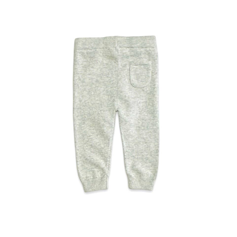 Frenchie Puppy Jacquard Knit Baby Pullover + Pants Organic: Pearl Grey Heather - Bossy Beans